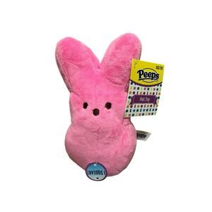 Peeps Just Born 6" Pink Bunny Squeak Plush Dog Pet Toy NWT